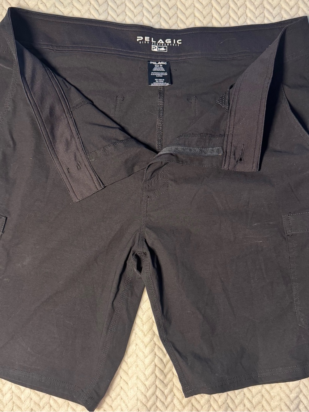 Pelagic Men's Black Cargo Fishing Shorts